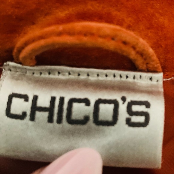 Chicos burnt orange suede double breasted jacket.Large - Picture 3 of 4